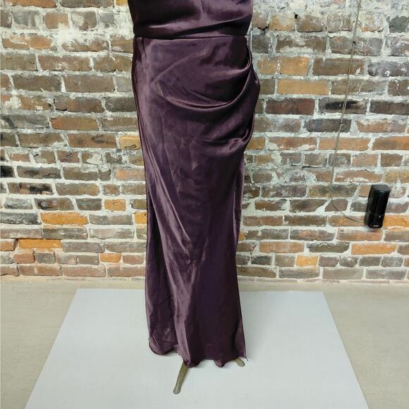 Betsy & Adam Formal Evening Gown Women Size 10 Brown Satin Halter Neck Dress - Picture 8 of 13